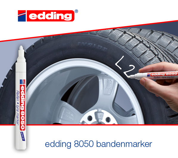 eddingbenelux's tweet photo. Met de #edding 8050 krijg je al snel een band, want deze marker schrijft namelijk perfect op rubber! #winterbanden http://t.co/yy114EGeMG