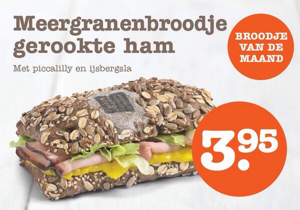 Deli2go_NL's tweet image. Lekker broodje van de maand: meergranen met gerookte ham en piccallily. 
Kom proeven.
#LekkerVers