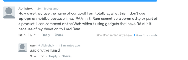VishalDadlani's tweet photo. "@ashwinmushran: stupidest comment on a Movie Review ever. This one is from @mihirfadnavis 's review of #RamLeela http://t.co/Ej78y75mPb"