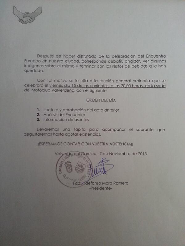 AOchtrup's tweet photo. Socios recordamos que esta tarde tenemos reunión para hacer balance del Encuentro pasado. No falteis. RT por favor http://t.co/uvJpDyoIk9