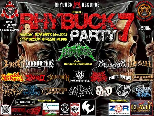 final flyer #RhybuckParty_VII |16 nov | at Pitu Room medan | with <a href="/fearlessINA/">Fearless Official</a> (Bandung) | Htm 15.000 (free 1 rokok)