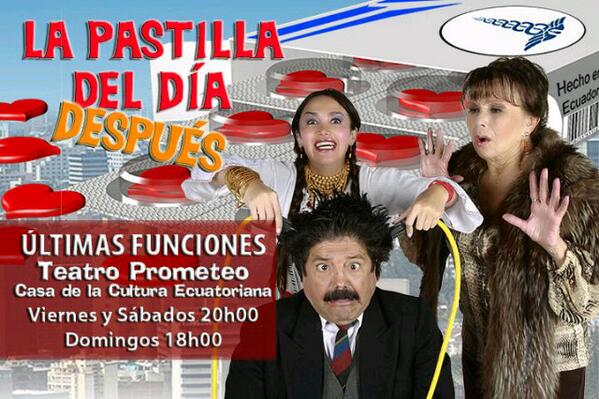 RT <a href="/anambalarezo/">Ana Maria Balarezo Navarro</a>: "HOY" 20H00 #LaPastillaDelDiaDespues <a href="/andreacarvajalb/">Andrea Carvajal</a> #Quito  <a href="/SantiagoCarpioR/">Santiago Carpio R</a> <a href="/CulturaEcuador/">Cultura Ecuador</a>