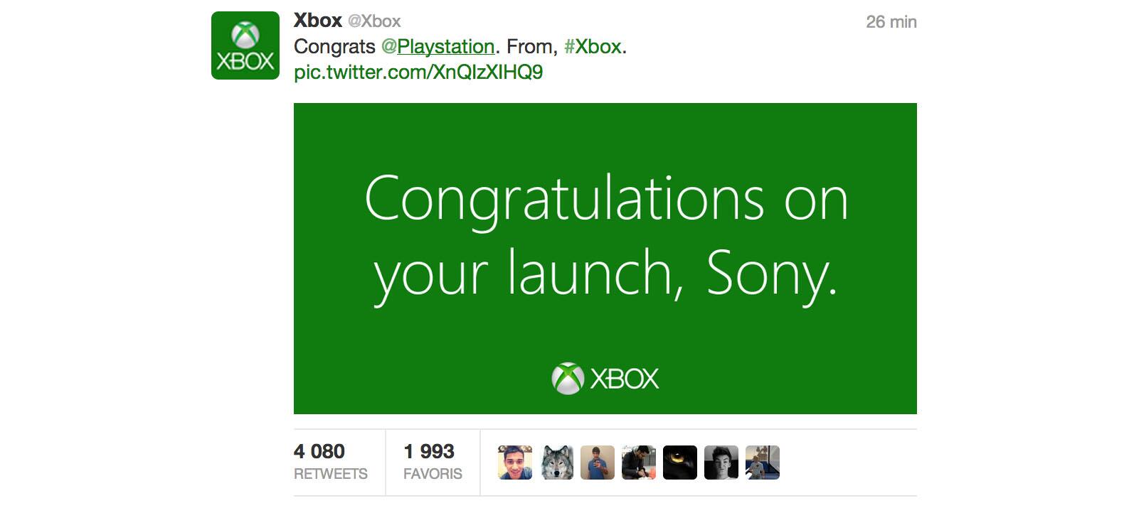 PS4 : quand Microsoft félicite Sony pour son lancement. BZHnhr3CQAARwzb