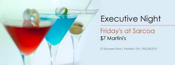 57Sarcoa's tweet image. Friday's are Executive Night! $7 #martinis ! Come check us out at #Sarcoa &amp;amp; See what you've been missing! #HamOnt