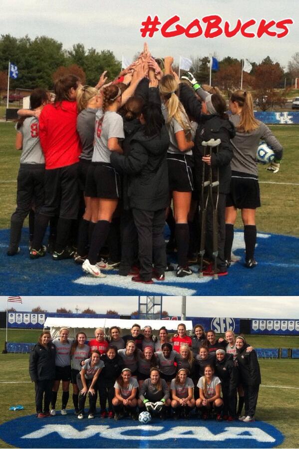 OhioStateWSOC's tweet photo. Buckeyes just wrapped up walkthrough. NCAA first round vs. UK at 7:30. #GoBucks http://t.co/sN3rl25wOW