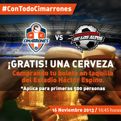 CimarronesFC's tweet photo. #SiHoyFueraMiUltimoDia Asistiría al juego de fútbol del equipo de Sonora. ¡Los primeros RT ganan cortesías dobles! http://t.co/jehBJZTGrn