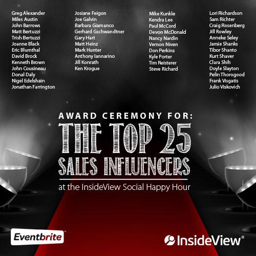 InsideViewEvent's tweet image. Is your name on this list? Join us at The Top 25 Sales Influencers Awards Ceremony at #DF13! mrk.to/ukxy