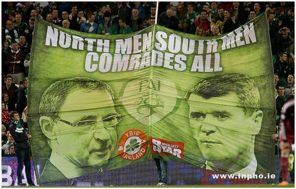AaronKernan's tweet photo. Cool banner at tonight's Irish match courtesy of @Inphosports. http://t.co/BaLLQQesmT
