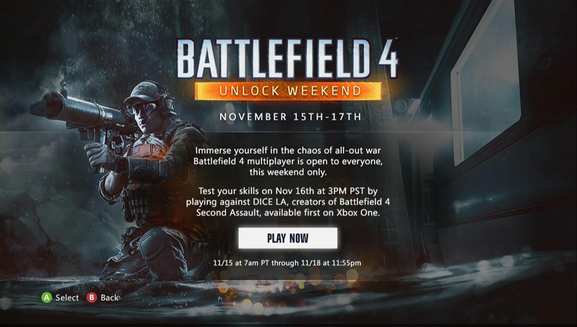 Xbox Take Advantage Of Our Battlefield 4 M Free Mp Weekend To Battle Dice La The Fun Starts At 3pm Pt Saturday 11 16 Http T Co Wmy3txi6ld Twitter