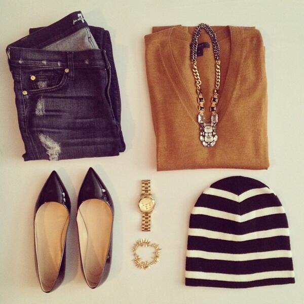 Stylist Abby S. shows her #StellaDotStyle w/ a camel v-neck, beanie, &amp; our Phoenix Pendant. ow.ly/qSJ7M