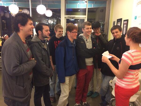 YotopiaIowaCity's tweet photo. Emilie tips off this crew on their treasure hunt #iowacity http://t.co/M6lSwMlDHP