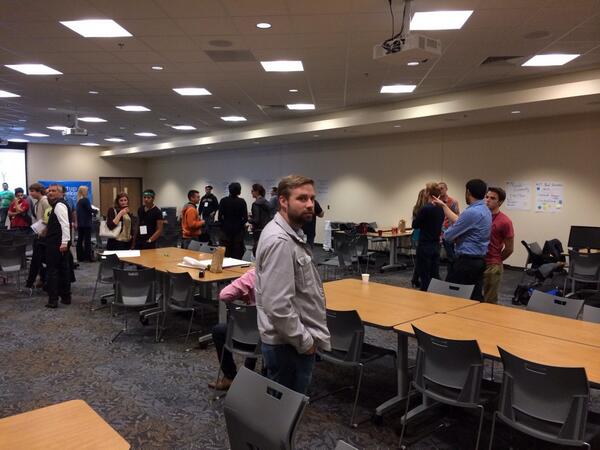 coreymohn's tweet image. Voting madness at KC Startup Weekend - Chris Harris shown for scale @kcsw #kcsw @phog_harris @networkkansas