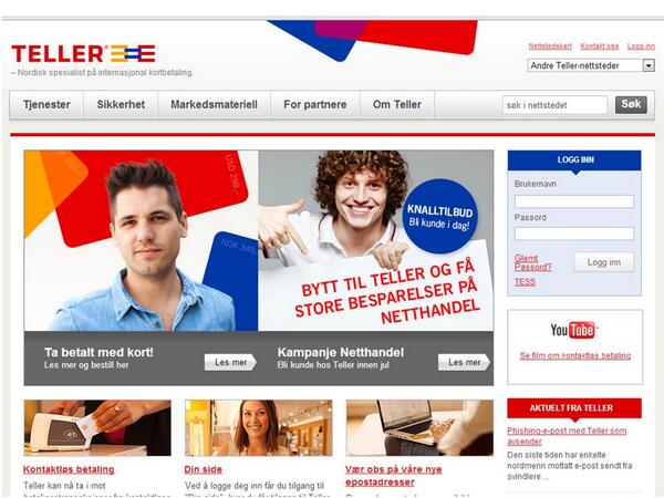 ThorMBjerke's tweet photo. Pass opp: Nytt phisingforsøk i dag fra http://t.co/WVN9krJvsz. Helt lik Teller.no sin side. http://t.co/nw7WP48cSh