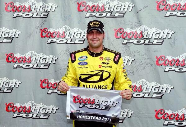 allianceparts's tweet photo. We are so proud of @SamHornish Jr. for posting the fastest pre-race time and snagging the pole position! #WinSamWin http://t.co/sZhhH54M25