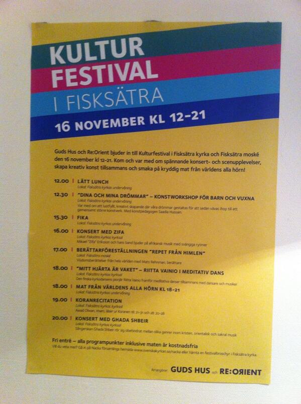 Festivaldags! Snart blir det konsert med Ghada Shbeir i Fisksätra kyrka. #reorient