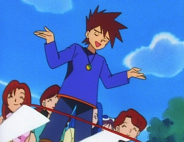 GymStatue's tweet photo. Gary Oak bribes the gym leaders, with cheerleaders. http://t.co/ioP7I3OzDo