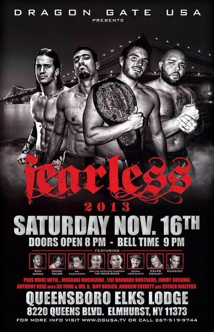 Its #DragonGateUSA time! TONIGHT Queens, NewYork. 9pm SUNDAY, Brooklyn. 7pm http://t.co/Q6xZNOu4Eb for<a href="/tag/dragongateusa"class="tags">#DragonGateUSA</a>