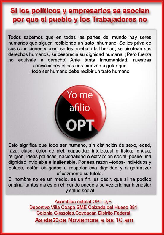 OPTMex's tweet photo. #optepoméxico Asambleaestatal D,F. asiste este 23 de Noviembre http://t.co/mYxt3Fz0rv