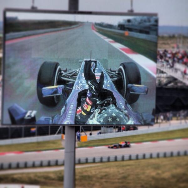 FantabJulie's tweet photo. Vettel takes poll at USGP!  Can't wait for the race tomorrow! #usgp #vettel #f1 http://t.co/24DFh2WSMg