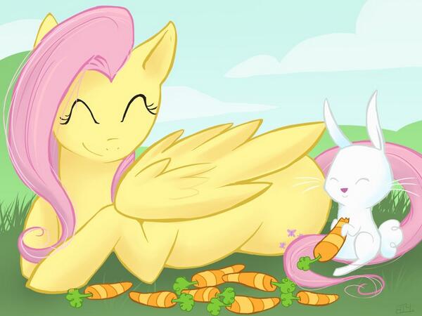 Flutterdash13's tweet image. FS: My angel just LOVES his carrots.
RD: I'd love to stick one right up his...
FS: Dashie!
RD: Sorry.
#Fluttershy