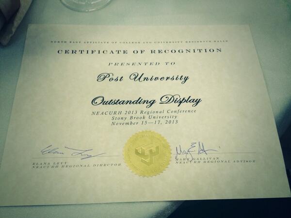 PostRha's tweet image. We received an award for outstanding display!!! #NEACURH #stonybrook #Regionals2013 #firstplace #display