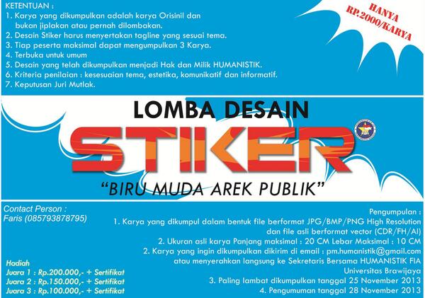 reeyouw's tweet photo. LOMBA DESAIN STIKER Humanistik 2013 @humanistik_fia @fiaub @UB_Official @infoUB @FIAUBPublik @android_fia @EM_UB2013 http://t.co/I2kEARVFCO