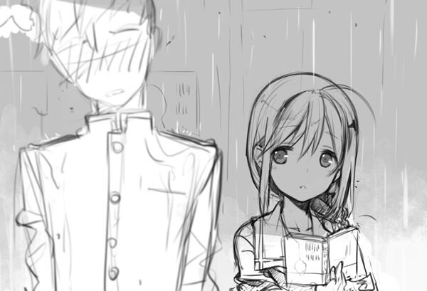 そこにいると濡れるよ? 

休憩のTeaTime終わったからここまで描くw 作業場へー～～  