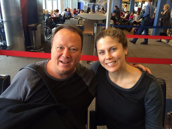 BrendaAdamsPS's tweet image. Keith sees a new friend from ASHA at the airport...matching shirts..too funny.  #pediastaff