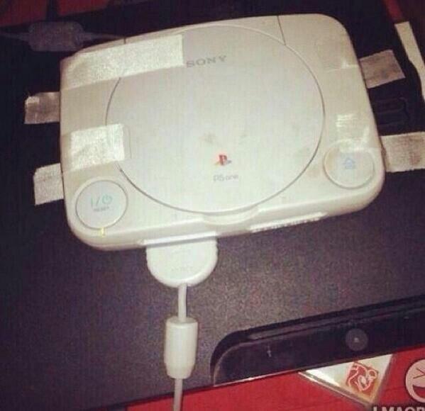 FunnyPicsDepot's tweet photo. PS1 + PS3 = PS4 http://t.co/xBYcD7pGj1
