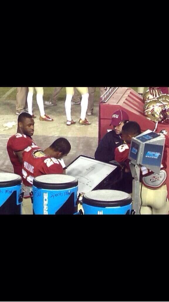 FSU players playing hangman during blowout of Syracuse😂😂😂😂