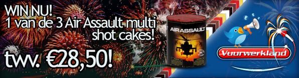WIN GRATIS VUURWERK! Maak kans op 1 van de 3 Air Assault cakes t.w.v. € 28.50! Volg @vuurwerklandstb en RT!