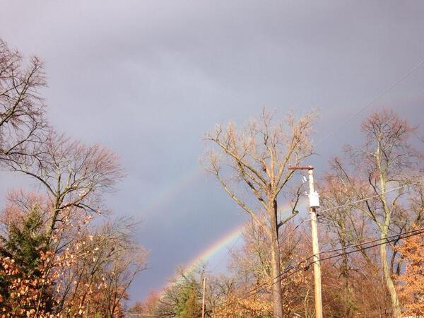 TracyButlerABC7's tweet image. Double rainbow hovering over many of Western Suburbs. Winds are gusty and there is a noticeable temperature drop