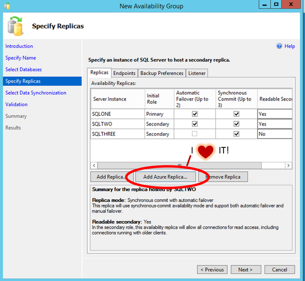 ilikesql's tweet image. one of the many reasons I love @sqlserver #sql2014 AGReplica to #windowsazure