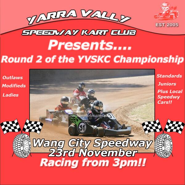 SpeedwayWang's tweet photo. Yarra Valley #Speedway #Kart Club #Racing at @SpeedwayWang this weekend! 23Nov13 3-7pm, followed by local classes. http://t.co/H6hcQu7mRN