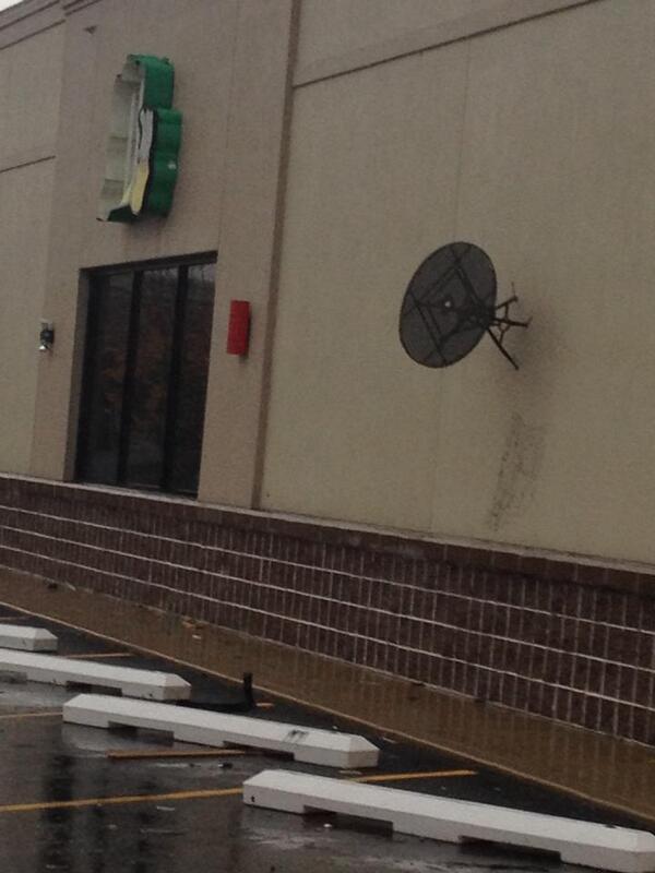 Julie Rogers sent this picture of a table stuck in the side of a building in Kokomo.