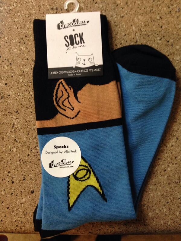 esquared415's tweet image. Psst, @joannalinberg: MT via @threadless/@hothotsith: Got my #Spocks in from @threadless love them! #startrek #socks