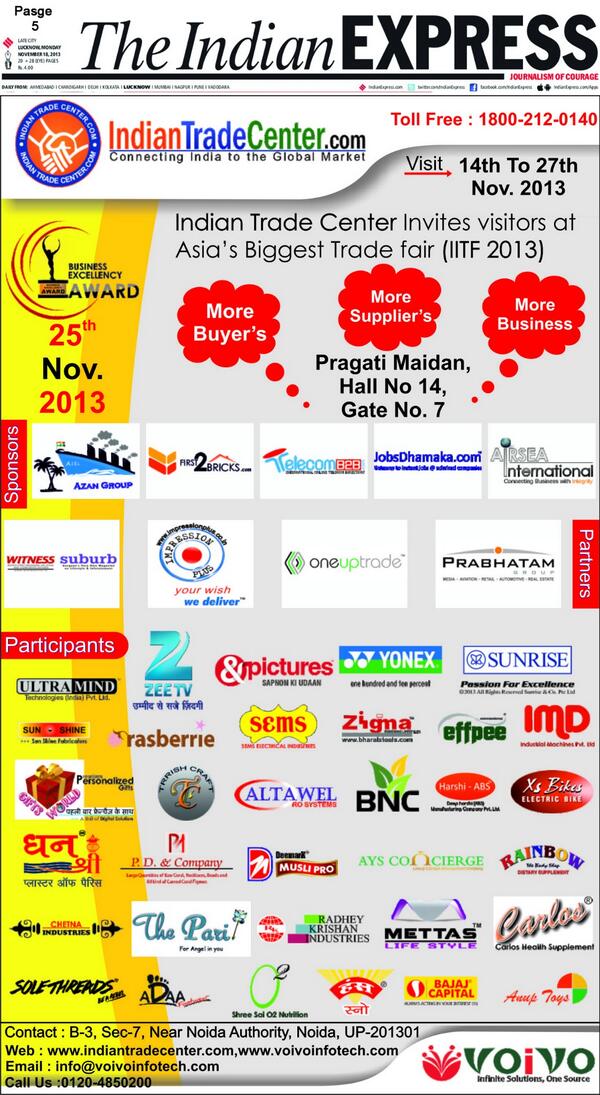 indian_trade's tweet photo. 18thNov2013_The Indian EXPRESS press release of http://t.co/Dm2Qs3xntD http://t.co/banHrBV55V