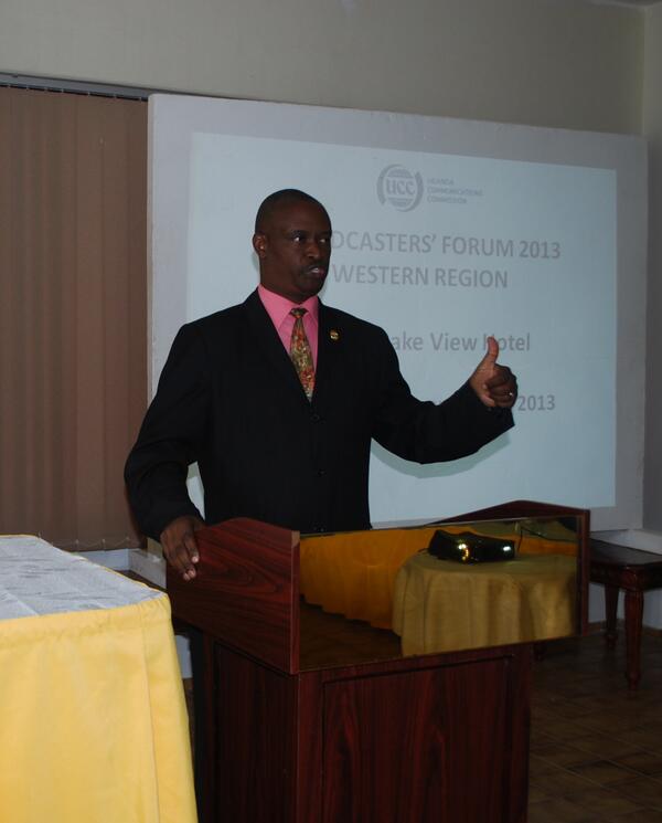 OPMUganda's tweet photo. #DirectorING Mr. Simon Mayende Representing the Hon. MING during the Broadcasters Forum 2013 Western Region http://t.co/62dzGgePso