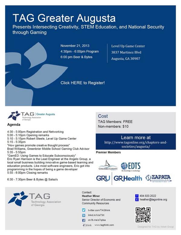 Intersecting #Creativity #STEM + #NationalSecurity thru #gaming bit.ly/1cDAtAZ <a href="/AugustaISSA/">Augusta ISSA</a> <a href="/TAGAugusta/">TAG Greater Augusta</a>