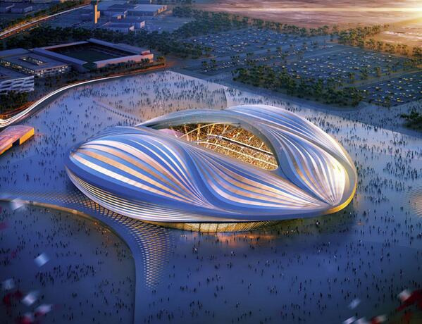 A view of zaha hadid design for 2022 #FIFA #WorldCupStadium. (minus the bodies of the immigrants used to build it)