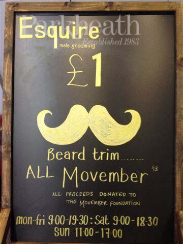 For Movember @EsquireGrooming - 0207 6257778 are offering £1 beard trims all proceeds donated to Movember foundation