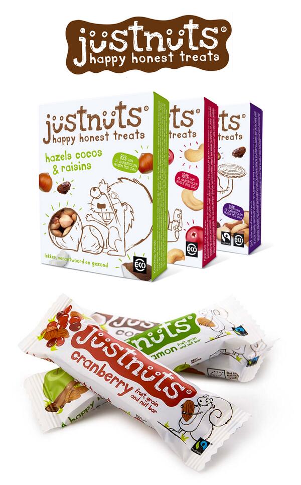 Nieuw! Biologische nootjes &amp; mueslirepen van #Justnuts. We proberen ons in te houden en wat voor jullie over te laten