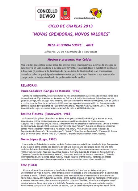 20.nov... teño o pracer de participar nunha táboa redonda do #CentrodeDocumentaciónFeminista de @igualdadevigo