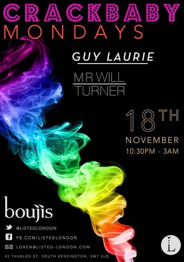 ListedLondon's tweet photo. Monday is here again! Time for Crackbaby Monday at @boujis! Come and join us x http://t.co/Ie6qygSVXg
