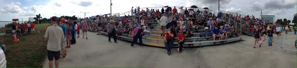 IndigenousEDU's tweet photo. View of the bleachers at Saturn V Center for the #maven launch #nativemars http://t.co/qUpaXHZDLb