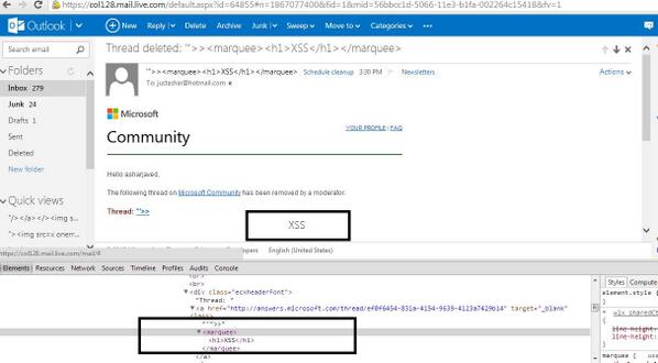 soaj1664ashar's tweet photo. Simple HTMLi (markup tag injection) in Hotmail: #HTMLi #hotmail http://t.co/UGMZjJpaPN