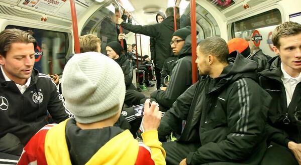 The42_ie's tweet image. The German football squad took the Tube to Wembley tonight  tsc.re/1aC9tTg via @DFB_Team