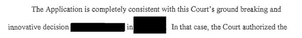 Epic redaction in document released by the Foreign Intelligence Surveillance Court