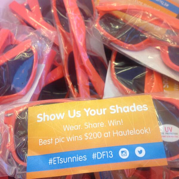 MarketingCloud's tweet photo. Snap a #DF13 Selfie! Get your orange #ETSunnies &amp; share a photo for a chance to win $200 from @HauteLook http://t.co/k7pUaNeLW5
