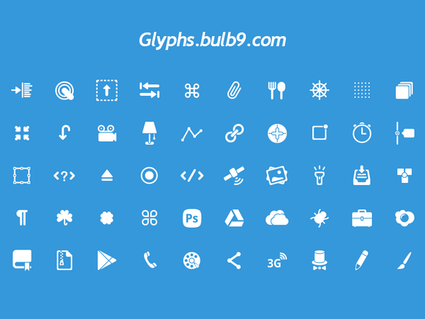 Add 50 glyphs glyphs.bulb9.com/sets.php#set4 to glyphs.bulb9.com